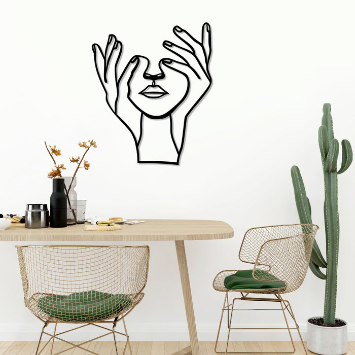 Wallity Hand Face Escultura de Pared de Metal Negra
